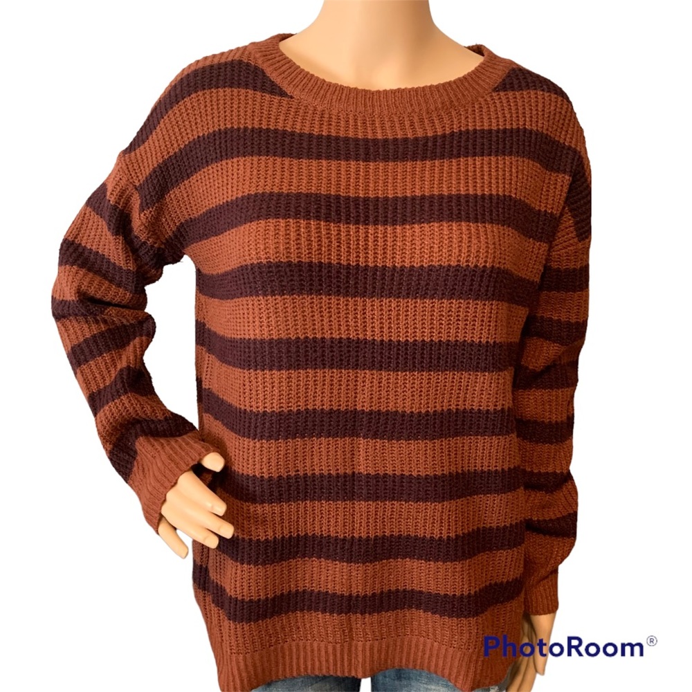 Becaal Rare Trendy Print Stripe Unique Sweater Small